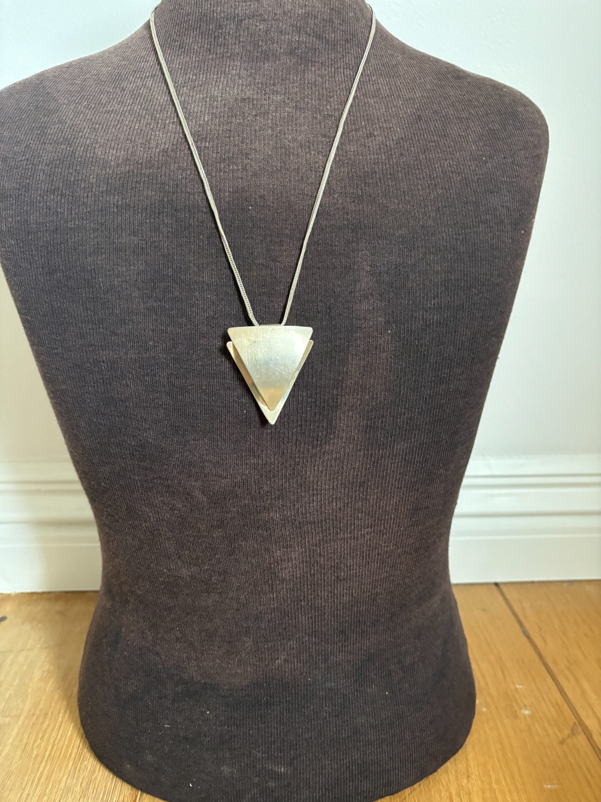 Scottish Silver Modernist Pendant Hallmarked Edinburgh 20 grams with 60cm Chain
