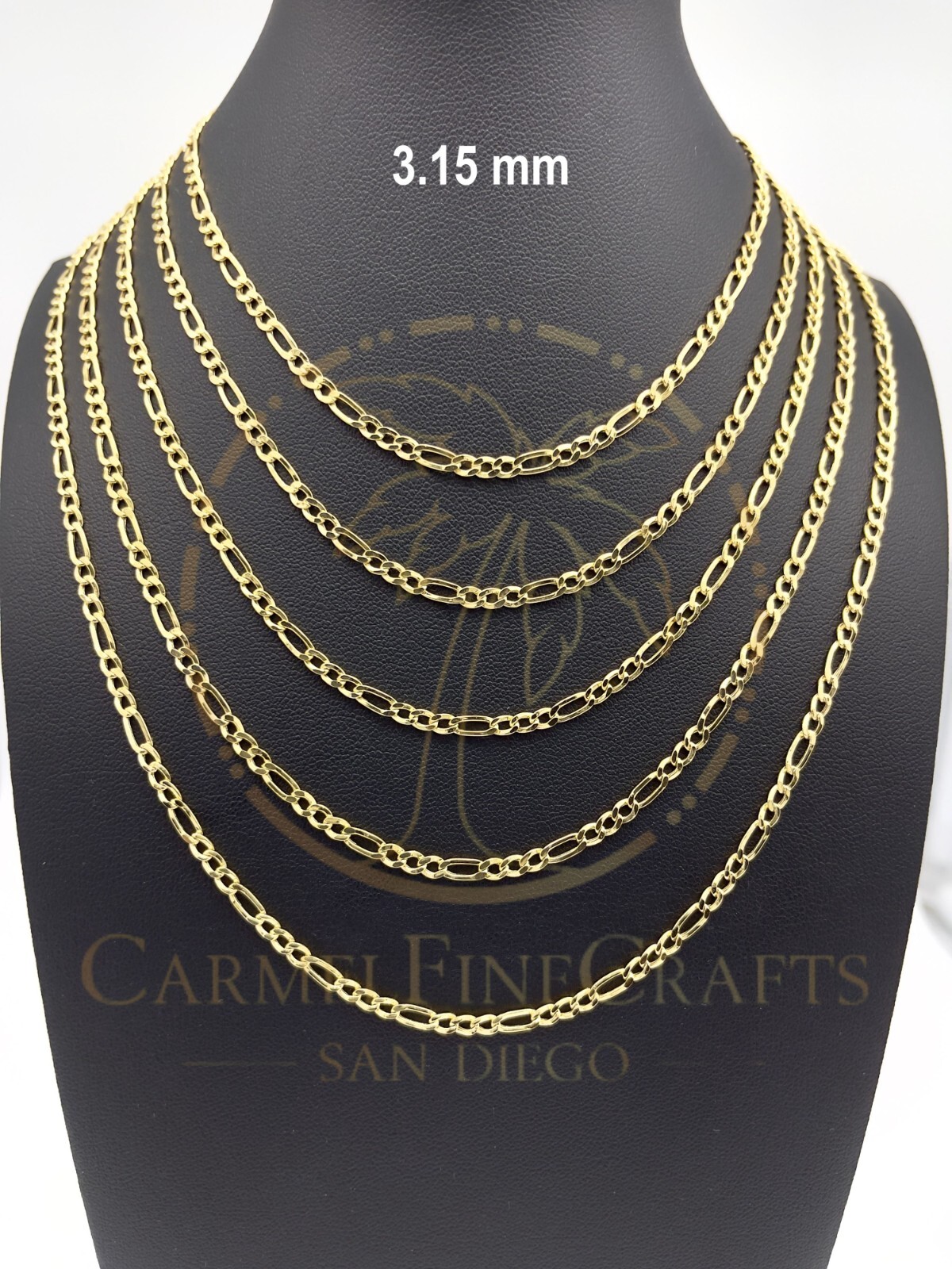 Diamond Cut Figaro Link Chain Necklace For Women And Men 2.0mm – 5.7mm 14K Gold