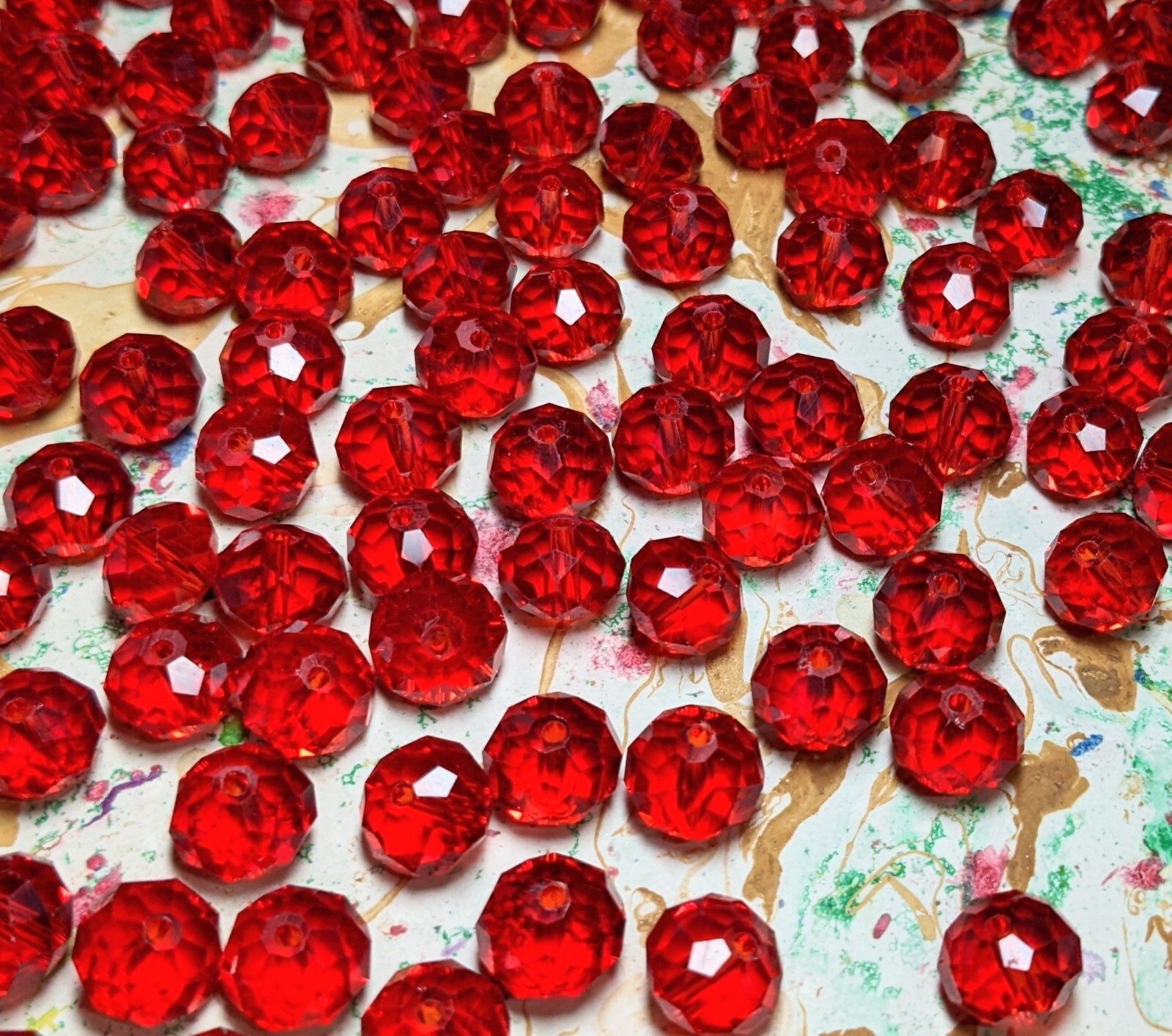 Crystal Beads 8mm Beads for Jewelry Making Bulk 180 pcs Red Roundelle