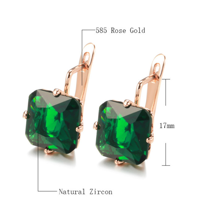 Fashion Rose Gold Earrings with Small Geometric Blocks and Zircon Earrings