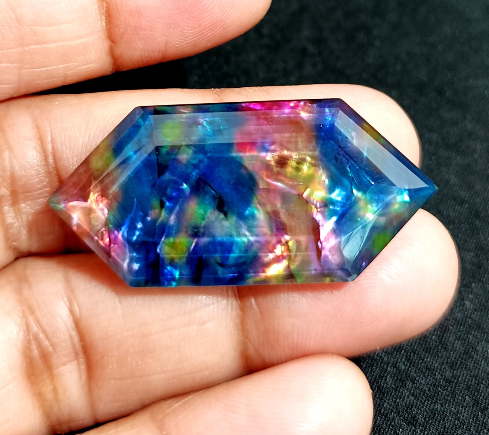 37.00 Ct Natural Ammolite Opal-Like Organic Doublet Loose EGL CERTIFIED GEMSTONE