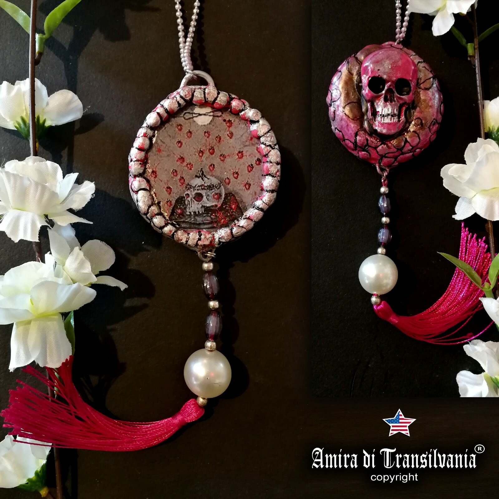Black Magic Talisman Skull Bones Charm Amulet Dark Pendant Occult Symbol Voodoo