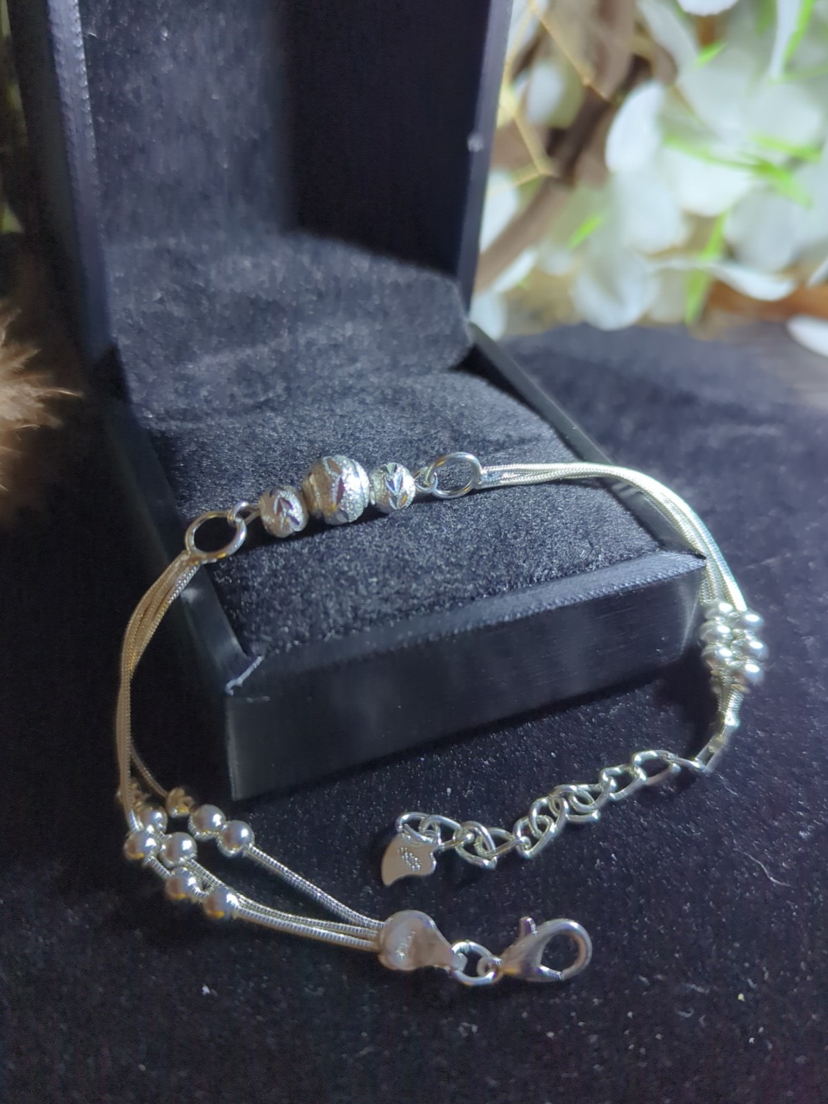 Sterling Silver 925 Adjustable 9-in Bracelet Handcrafted Carved And Created