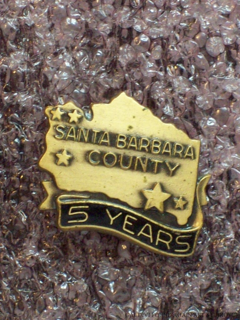 Santa Barbara County California Lapel Pin Vintage 5 Years CA Jostens Tie Tack