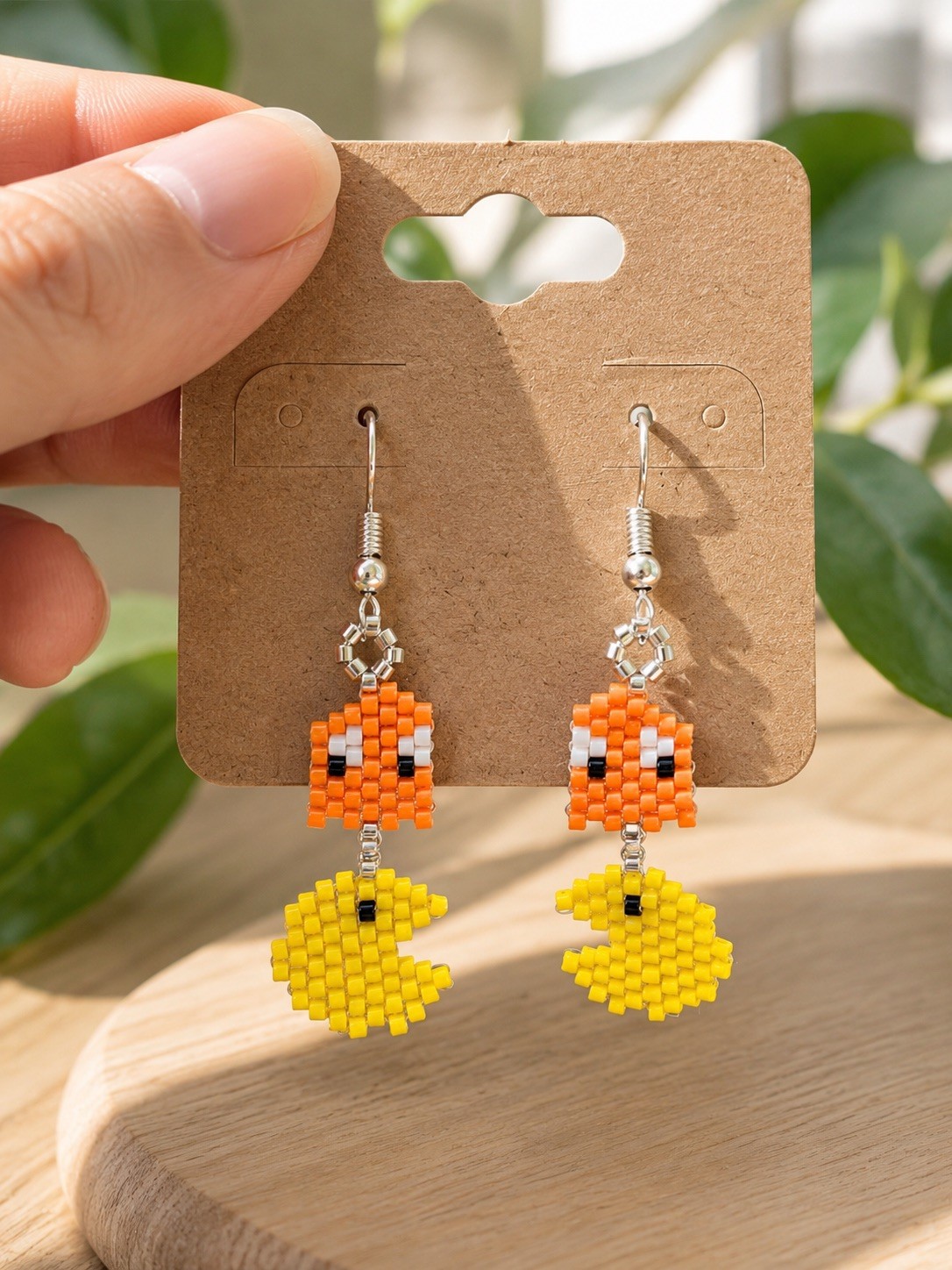 Handmade Pac-Man and Ghost Retro Gaming Earrings Video Game Gift