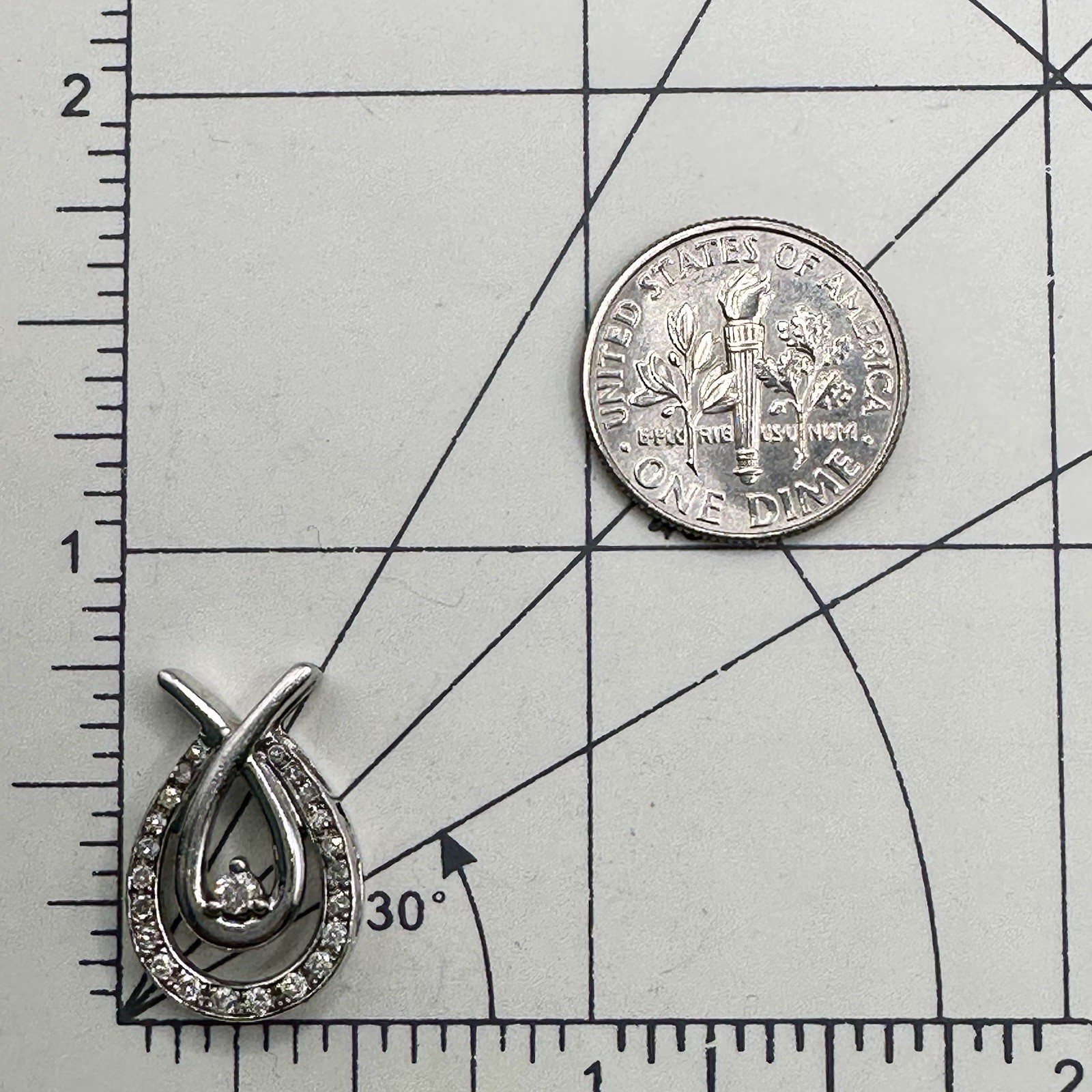 Diamond Halo Teardrop Swirl Pendant Kama Schachter KSJ 925 Sterling Silver