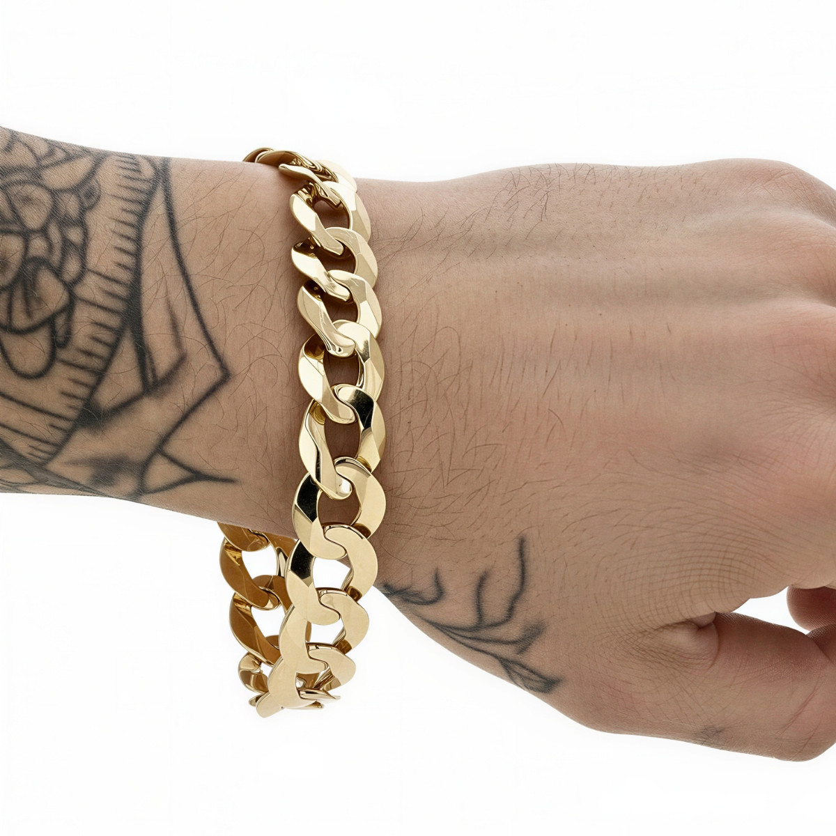 14k Yellow Gold Bracelet Flat Cuban Chain Link – 8.5″ x 12.5mm | Solid 34 Grams