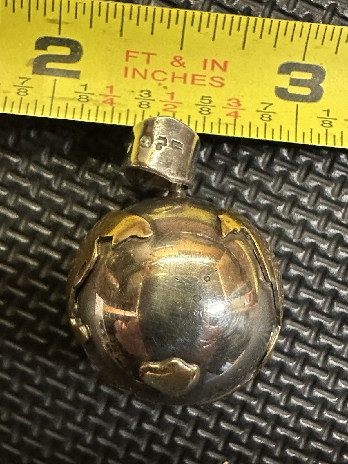 VTG Sterling Silver 925 Globe Chime Harmony Pendant World Map Bell Charm 14.3 Gr