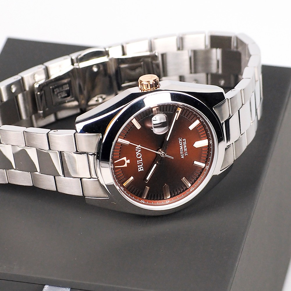 Bulova Surveyor 98B422 Burgundy Red Dial Stainless Steel Automatic Men’s Watch