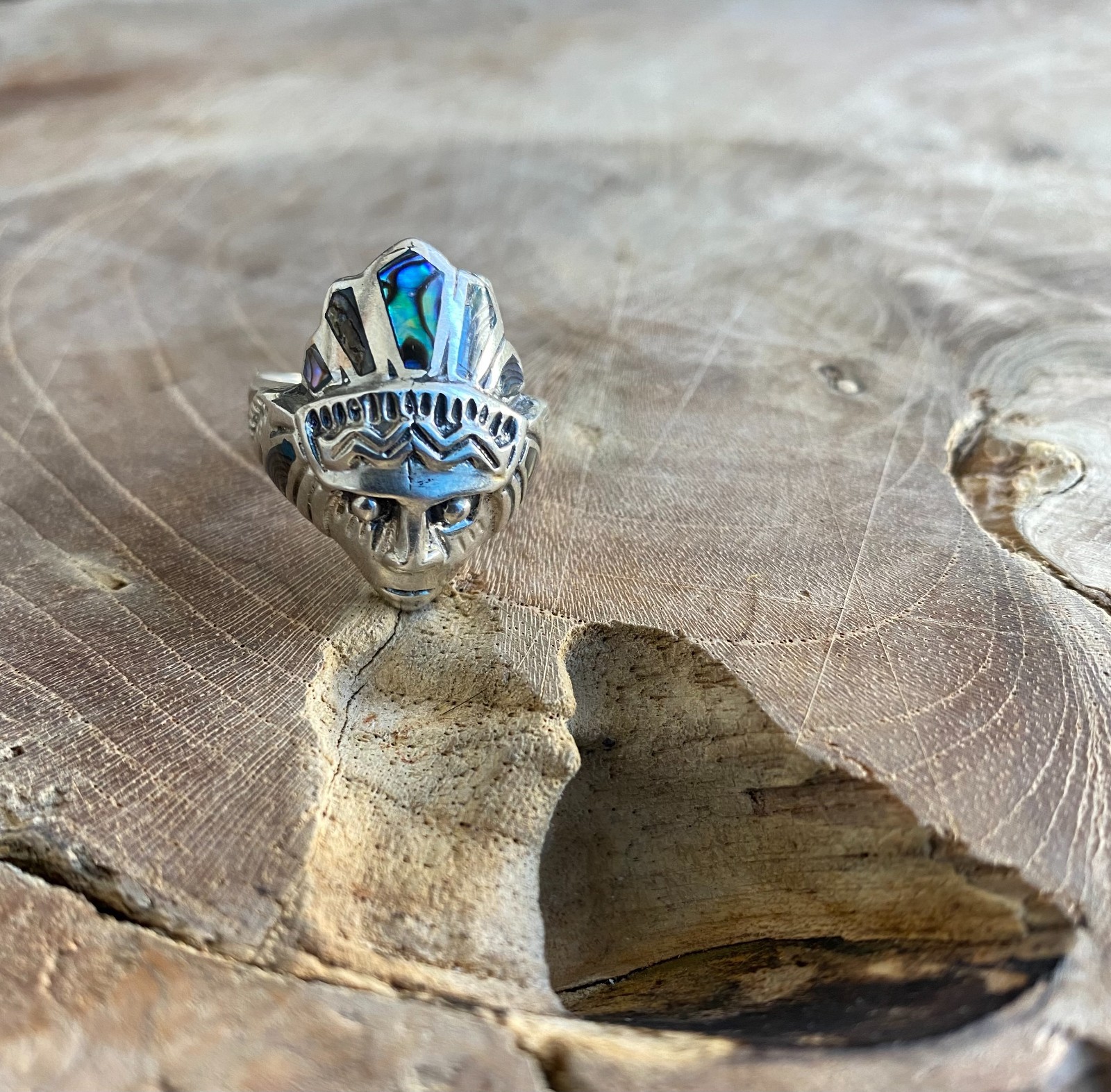 Mohican Tribe Native American ring Abalone,