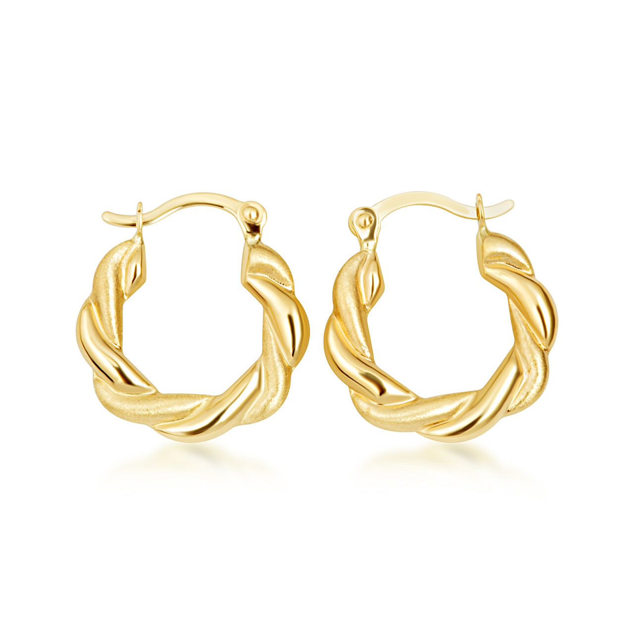 14K Polished Yellow Gold Twist Hoop Earrings
