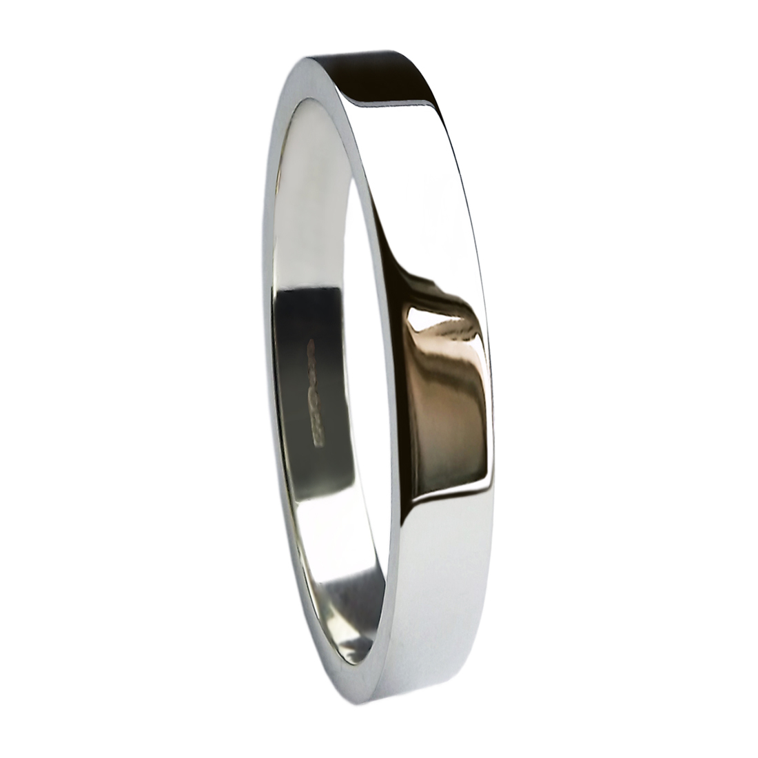 925 Silver Wedding Rings Flat Profile UK HM 2mm 3mm 4mm 5mm 6mm 7mm 8mm 9mm 10mm
