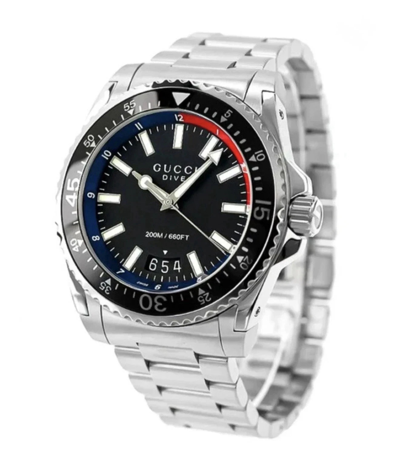 Gucci Dive YA136212 45mm Black Dial Stainless Steel Mens Watch -BRAND NEW
