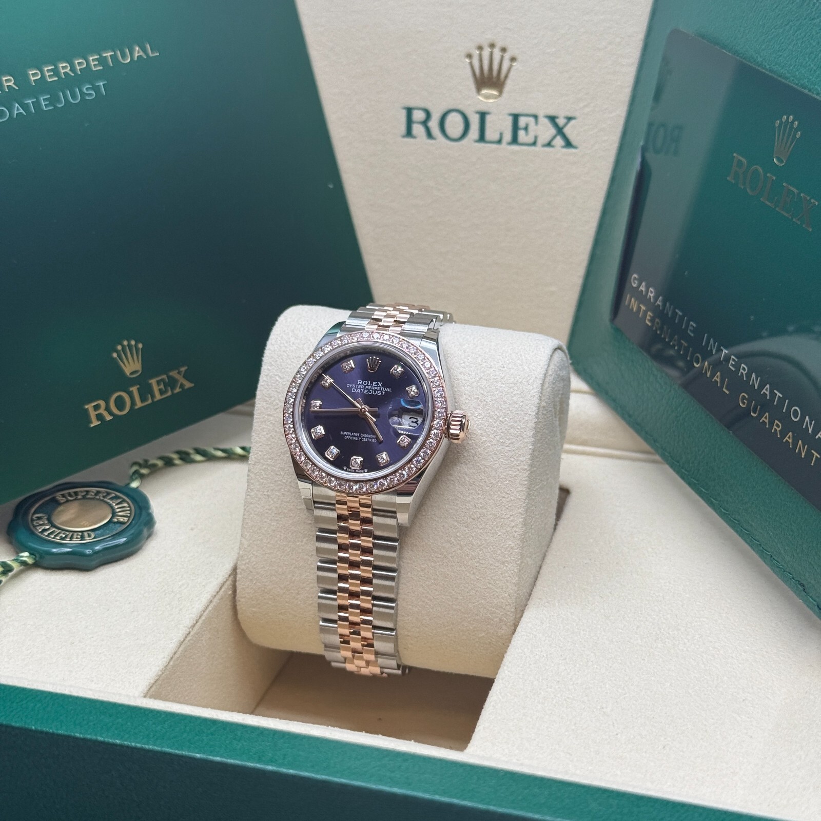 Rolex Lady-Datejust NEW 2025 Purple Diamond Dial Diamond Bezel Two Tone Rose