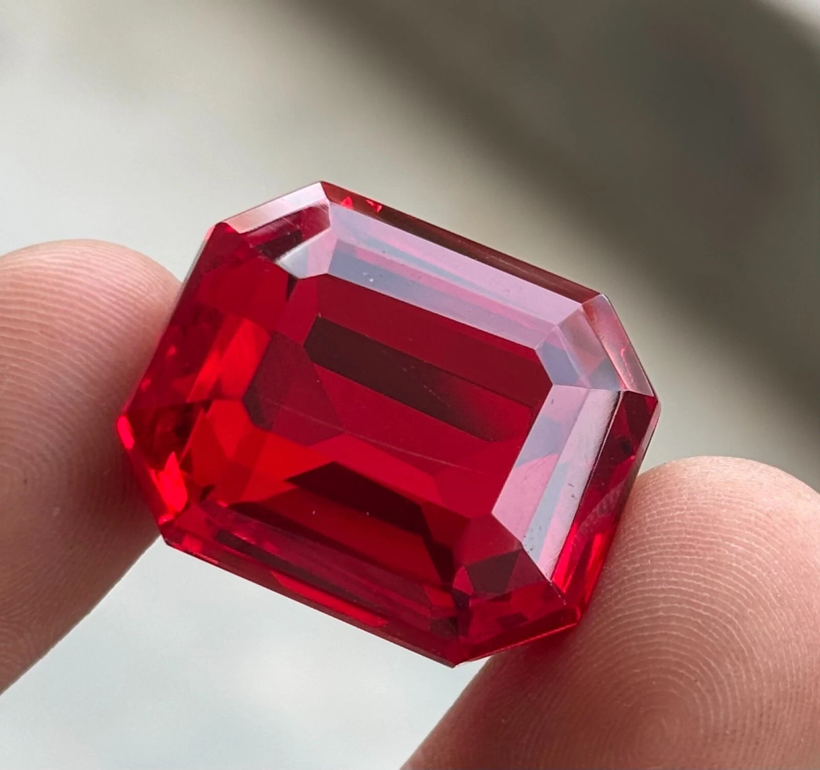 Emerald Cut 98+ Ct Blood Red Ruby Mozambique Natural Gemstone For Pendant Making