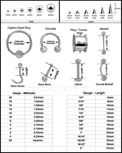 16G 14G 316L Surgical Steel EXTRA LONG SIZES Labret Cheek Piercing Post