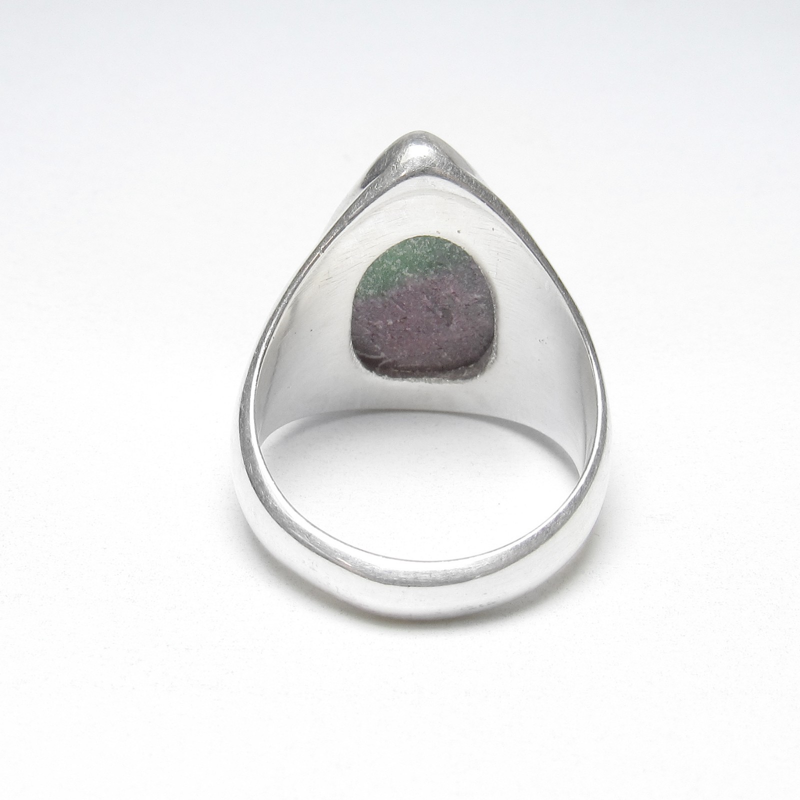 Heavy Sterling Silver 10.00 Ct Natural Pear Shape Red, Green Ruby Zoisite Ring