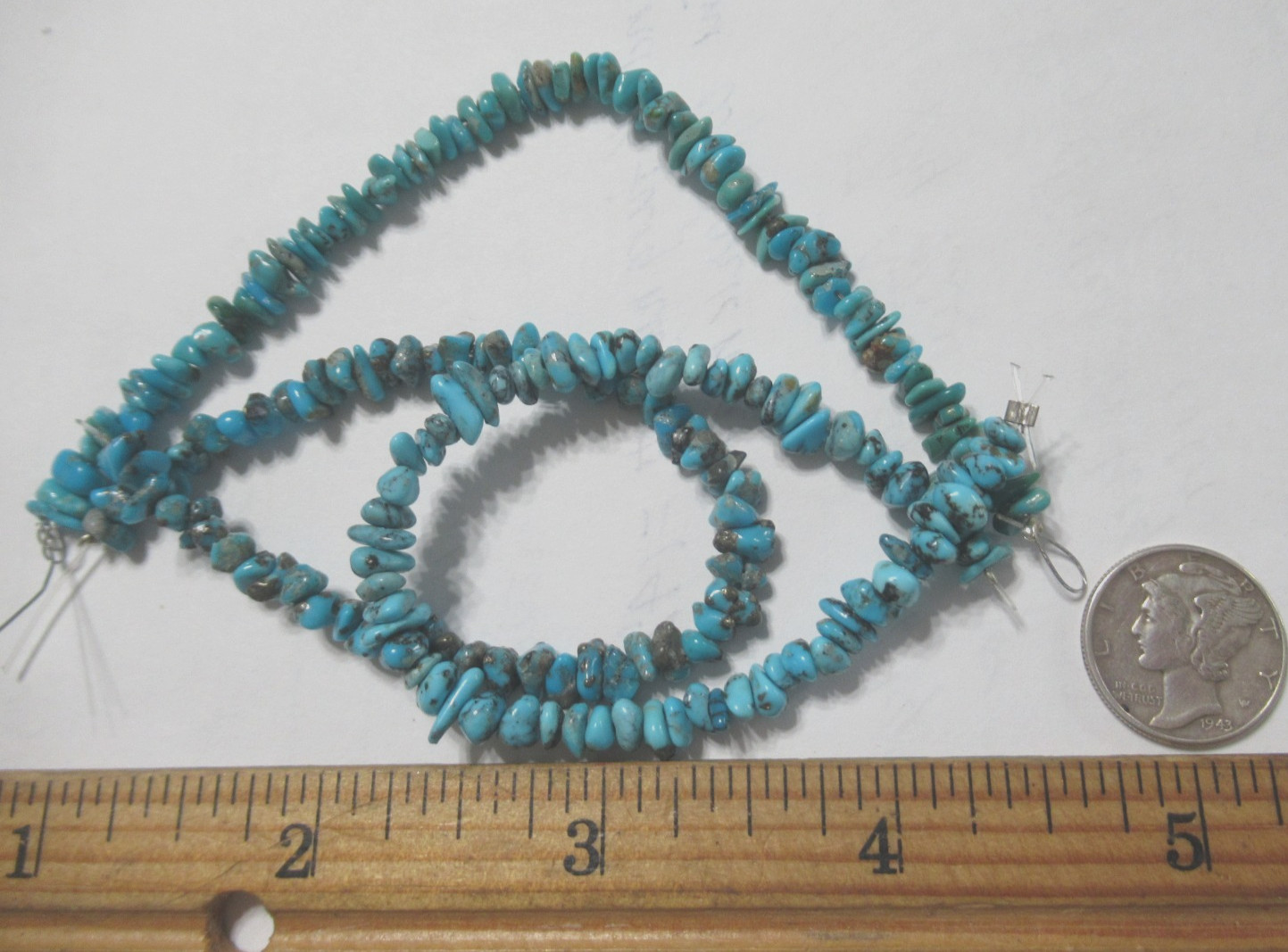 3 KINGMAN TURQUOISE STRANDS= 16.25 INCHES NUGGETS: 4 X 3mm to 7 X 4mm #774