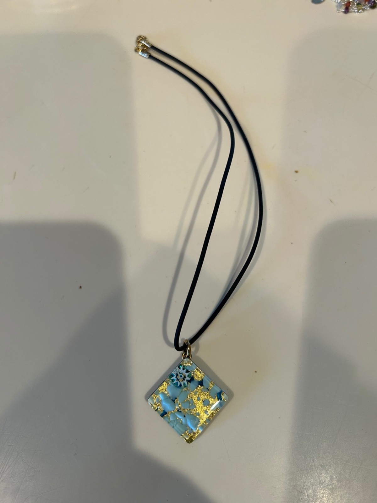 Vtg Vetro Di Murano Italy Handmade Artisan Glass Pendant Signed Iridescent