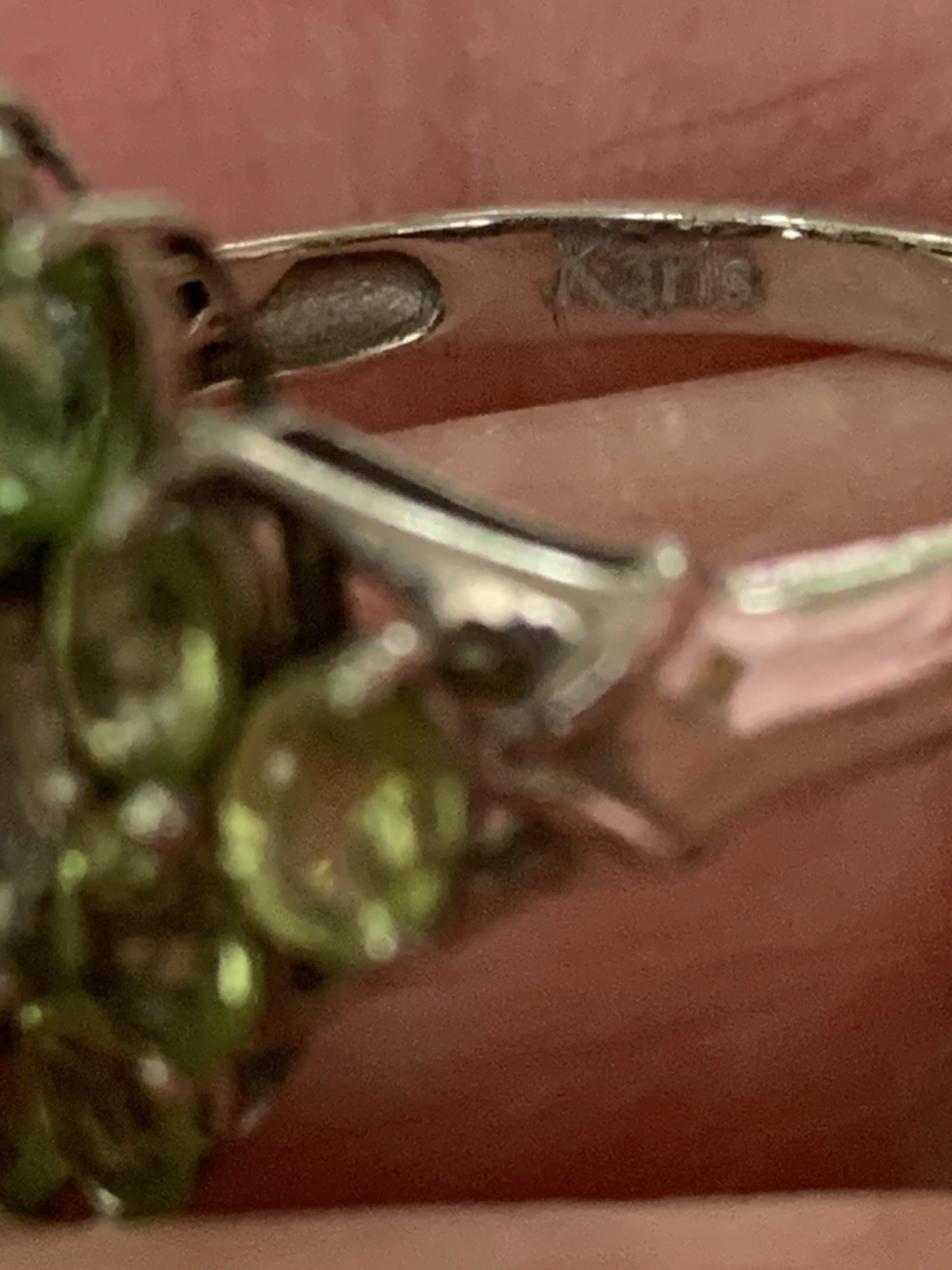 Karis STS Clear Amethyst Green Peridot Cocktail Ring Size 7.75