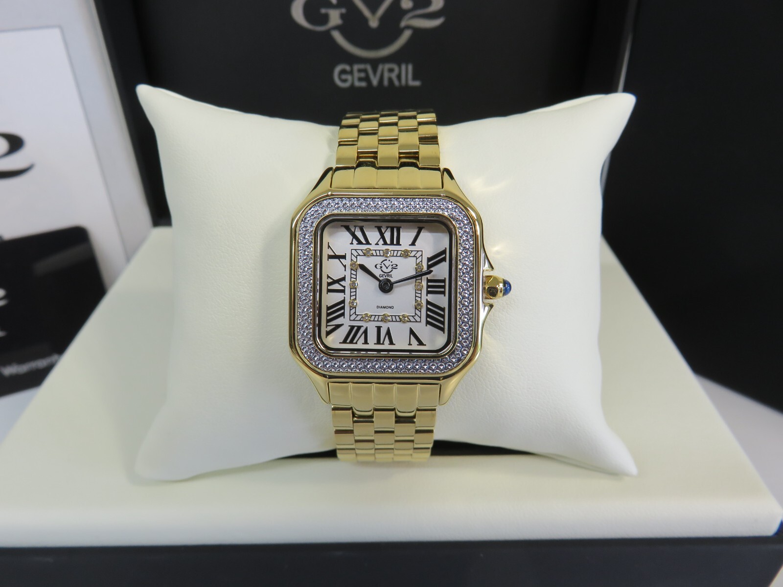GV2 by Gevril Women’s 12112B Milan Swiss Quartz IPYG Steel Diamond Watch