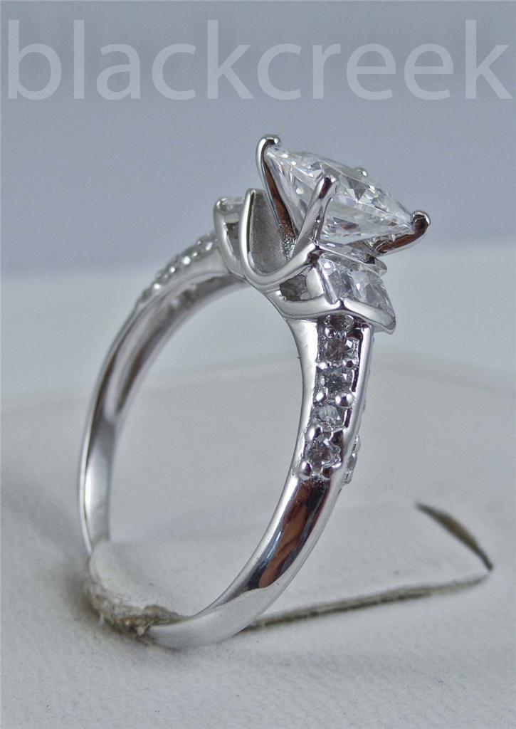 Silver 1.5ct Princess C.Z.Promise Ring Size 5/6/7/8/8.5/9/9.25/10/10.25