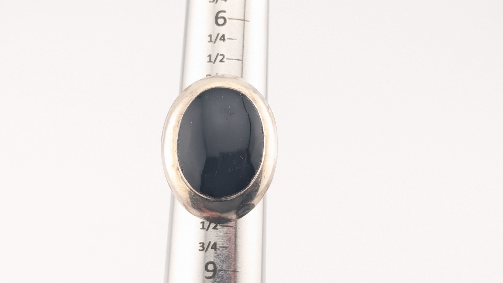 Vintage Taxco Mexico Sterling Silver Ring Black Onyx Size 7.5-7.75