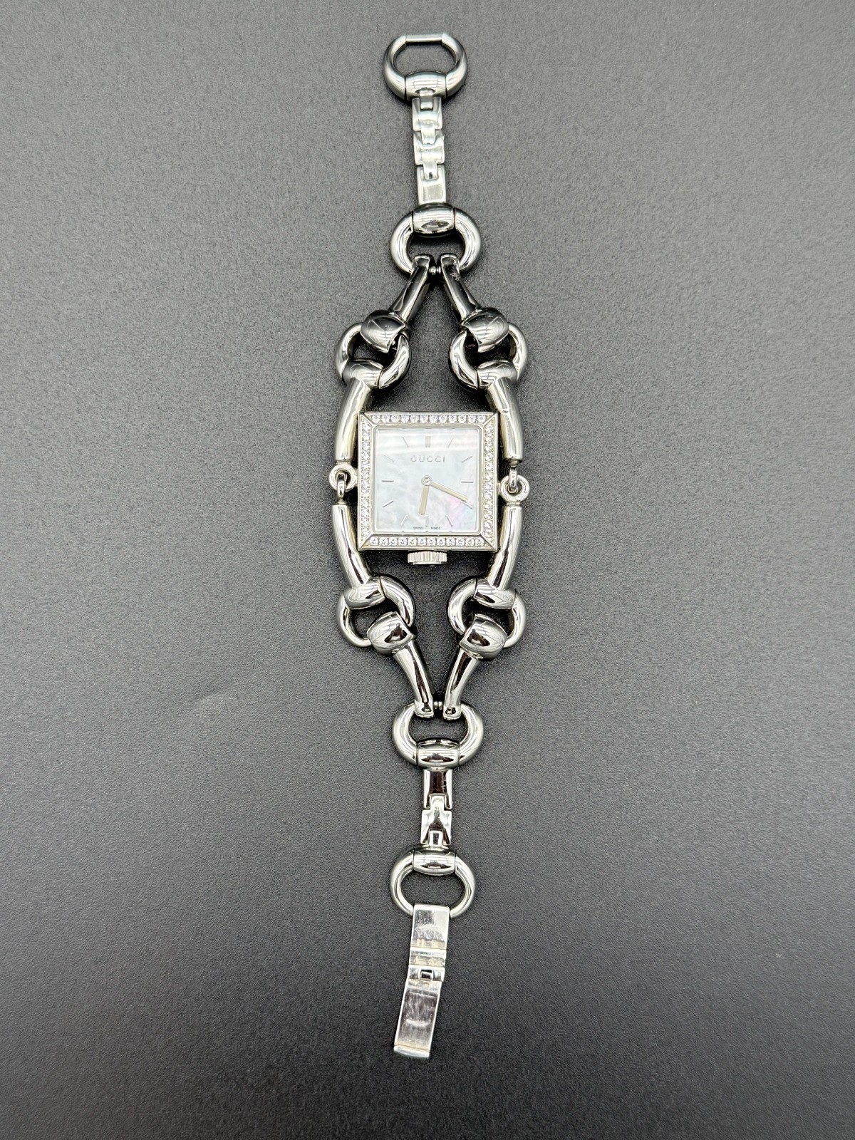 Gucci Signoria Diamond Stainless Steel Watch, Mother of Pearl Face, YA116307