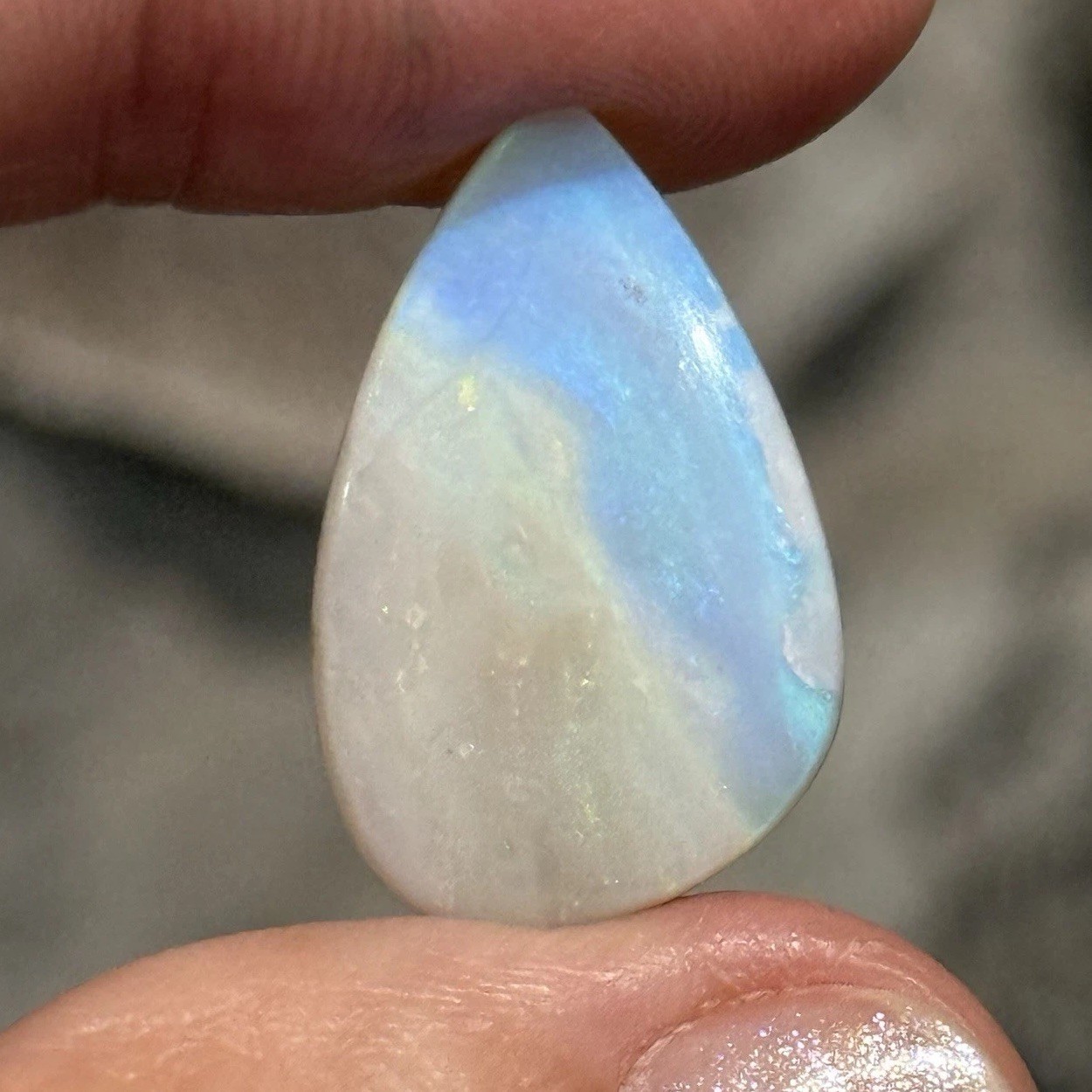 7.7ct 23.4×14.9×3.4mm Crystal Pipe Solid Australian Opal Drop Cabochon