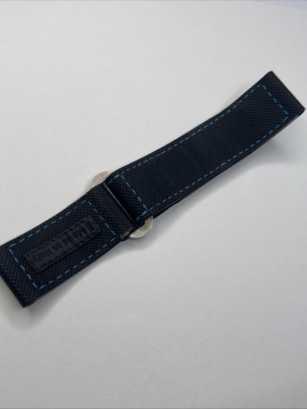 Panerai 22mm Black & Blue Nylon Rubber Diver Watch Strap Band Satin Steel Clasp