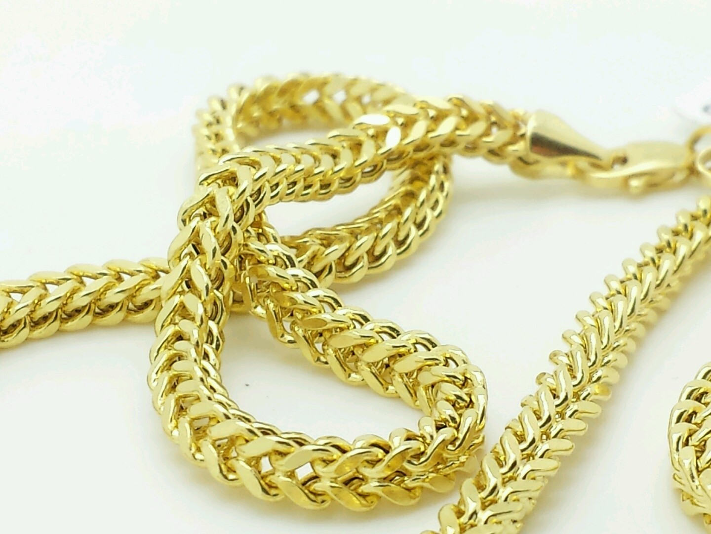 14k Yellow Gold Square Box Franco Necklace Pendant Chain 3.2mm 18-24″