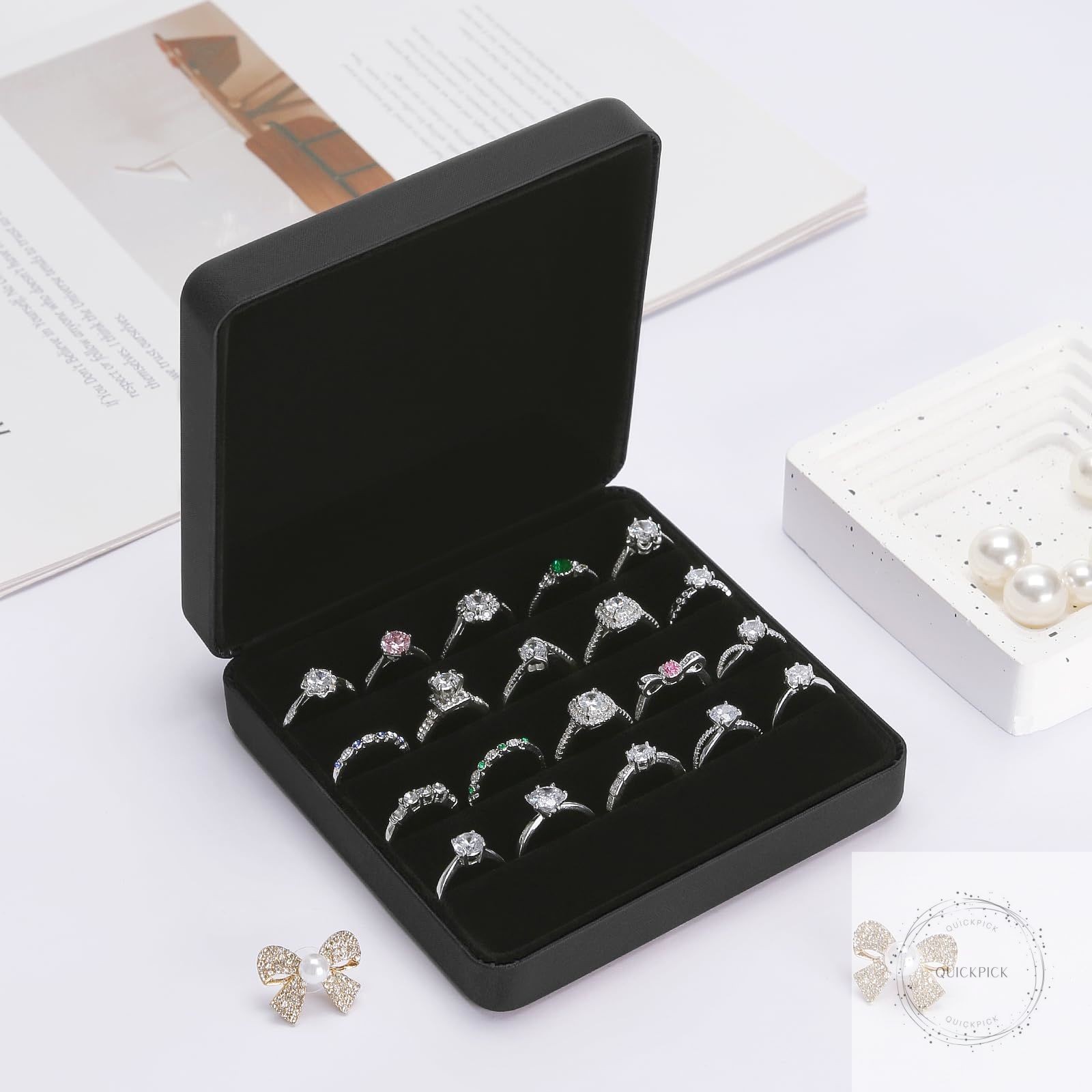 Ring Storage Organizer Box for Multiple Rings, Travel Portable Jewelry Ring Stud