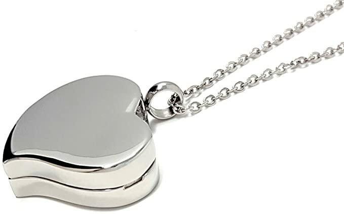 Heart Pill Necklace – Polished Heart Locket with Strong Magnetic Closure SILVER