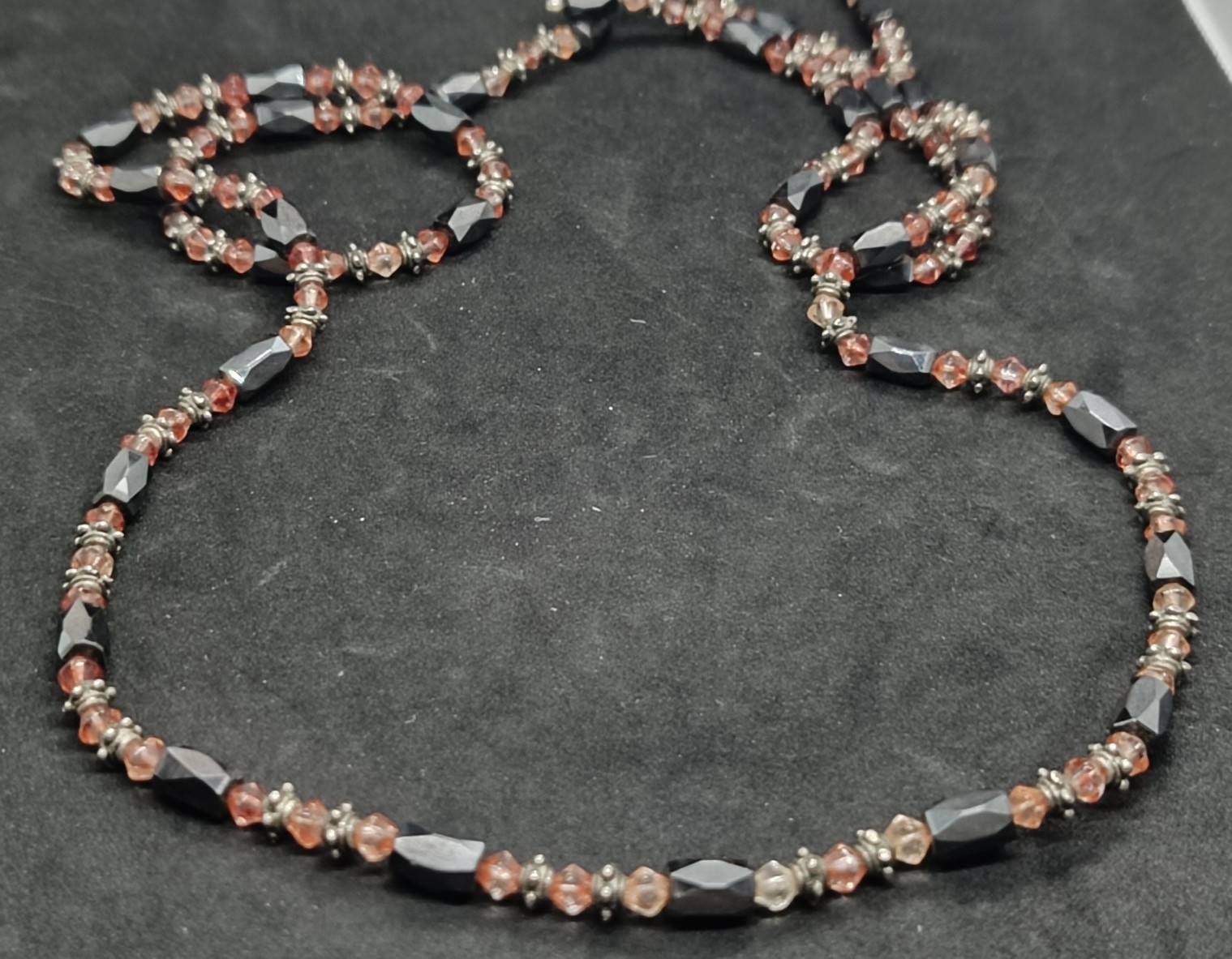 Vintage 1970s French Sautoir Necklace with Faceted Beads and Magnetic…