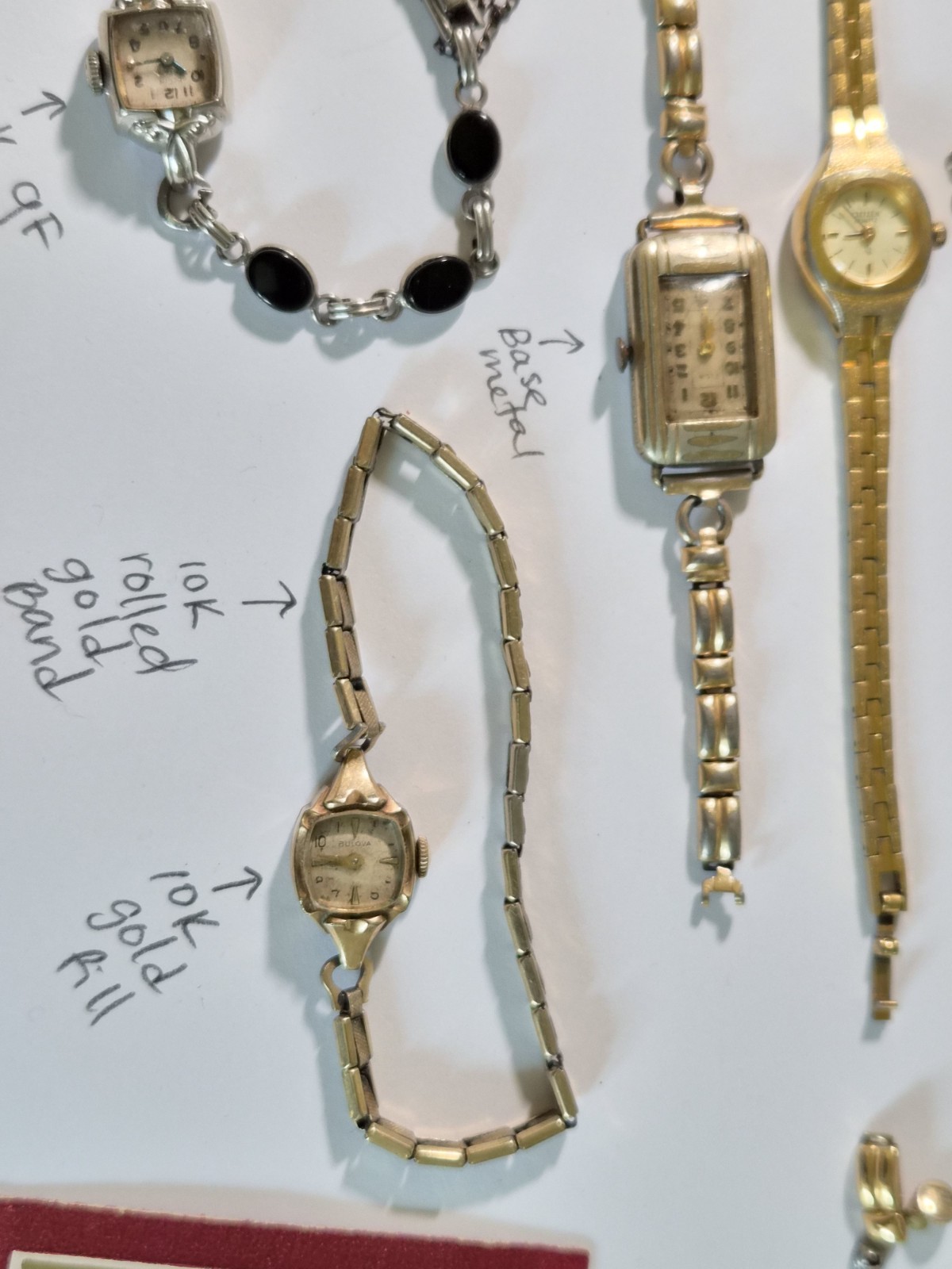 Bulova Elgin Hadley Gold Filled Scrap Wear Womens Watch Lot W/box 10k 12k Etc