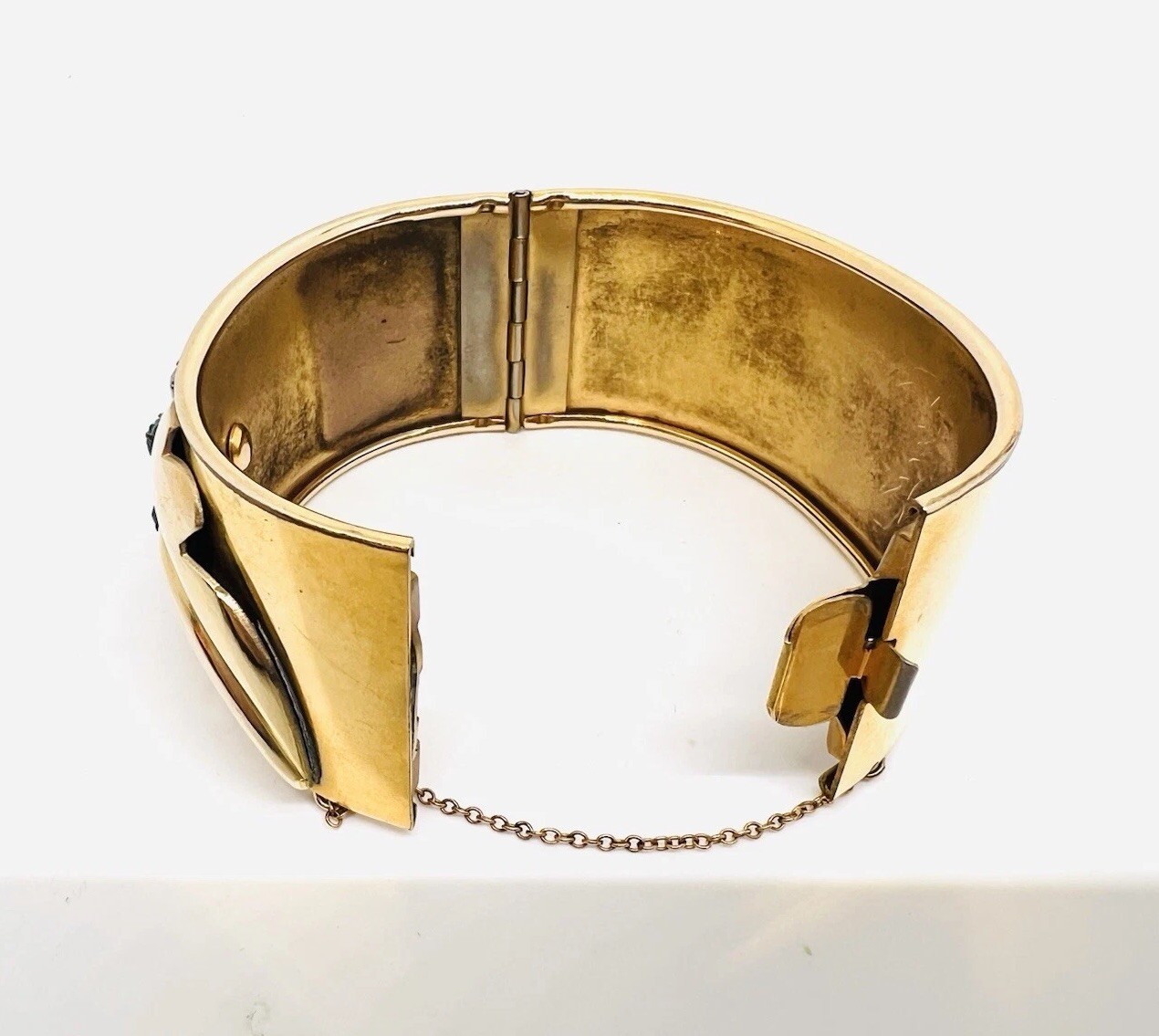 Chunky Wide LUSTERN Gold Filled Bangle Bracelet 51gm Signed Vintage Jewelry