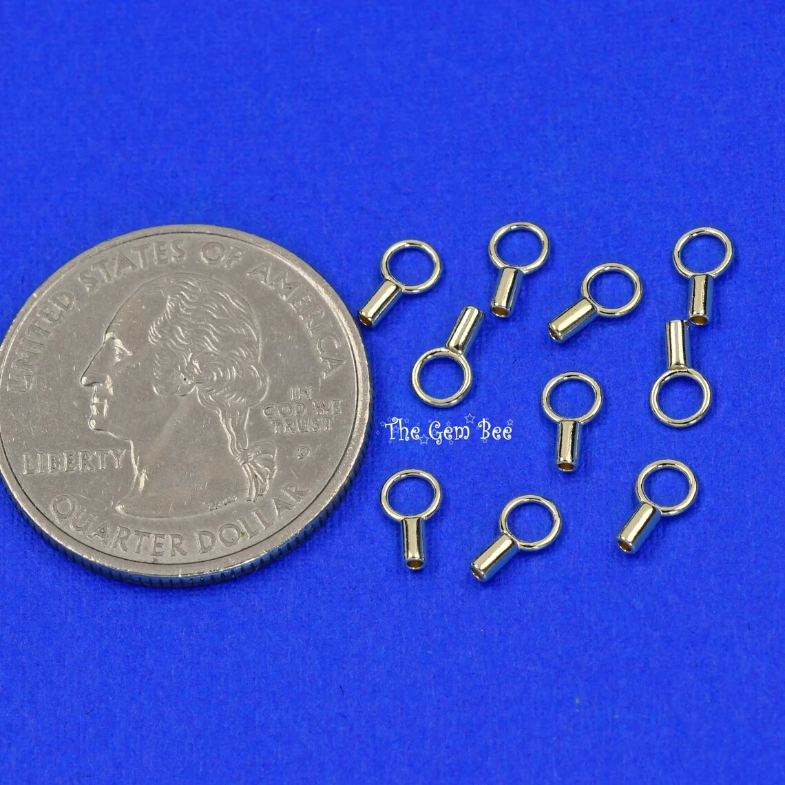 14k Solid Yellow Gold Crimp Cap End Stringing Finding With 0.9mm Holes 4mm Jump