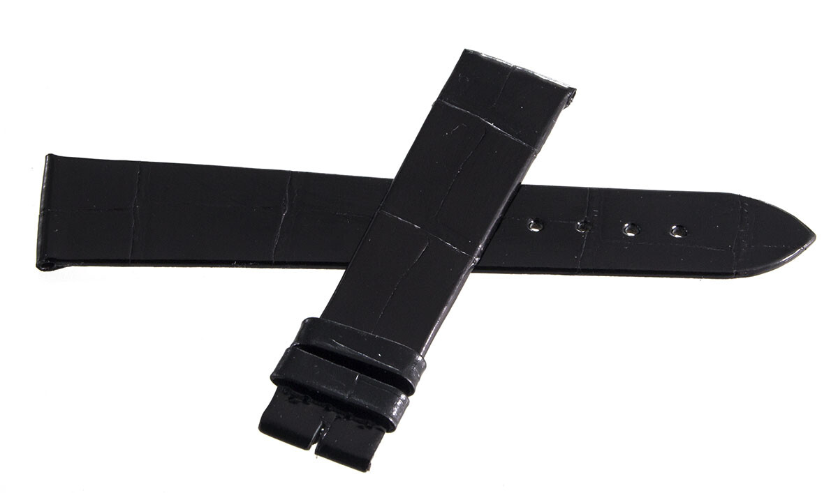 Genuine Longines 18mm x 16mm Black Alligator Leather Watch Band Strap L682111473