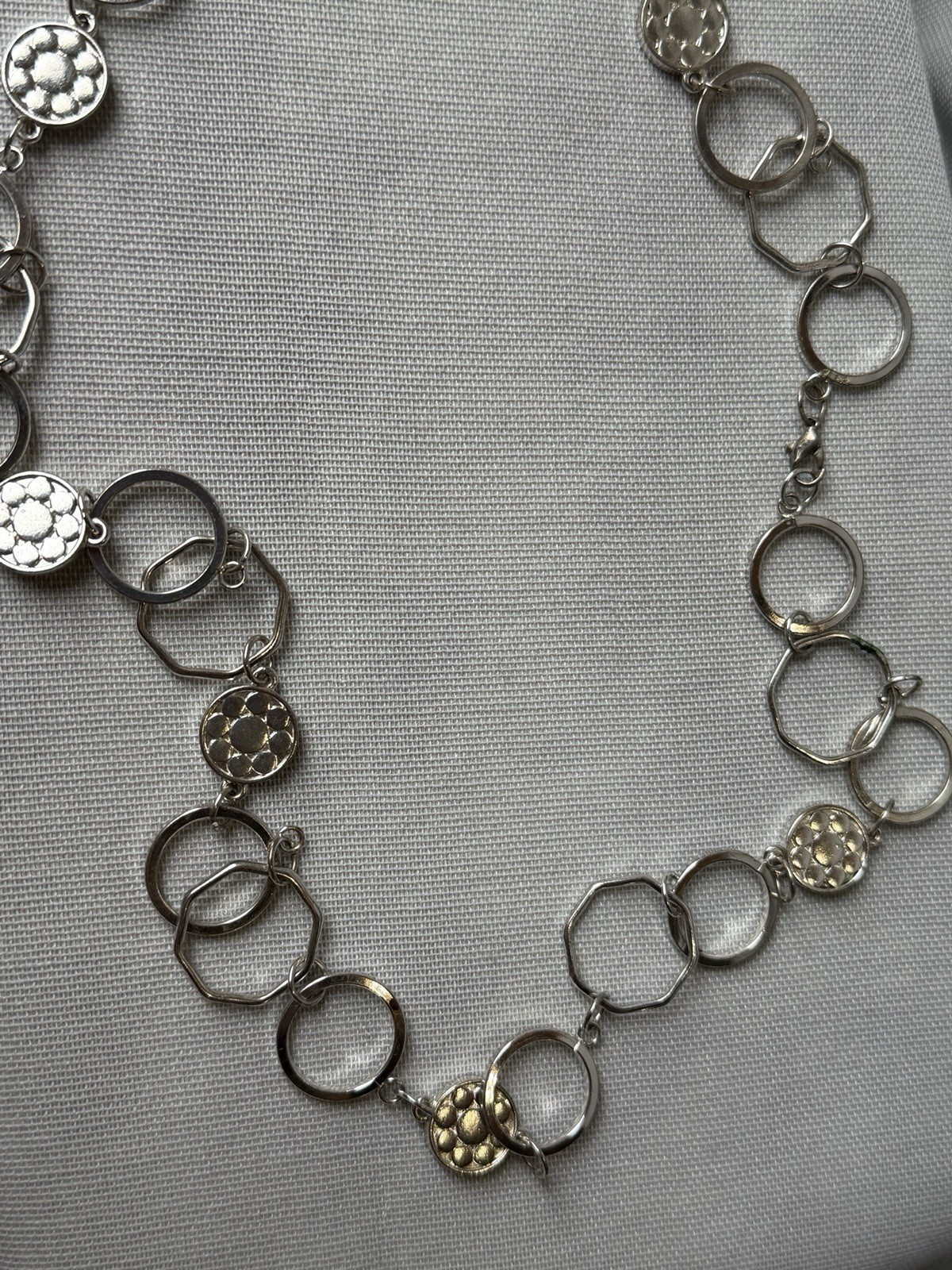 Silver Tone Link Chain Dangle Charm Necklace, Lobster Clasp, 18 in.