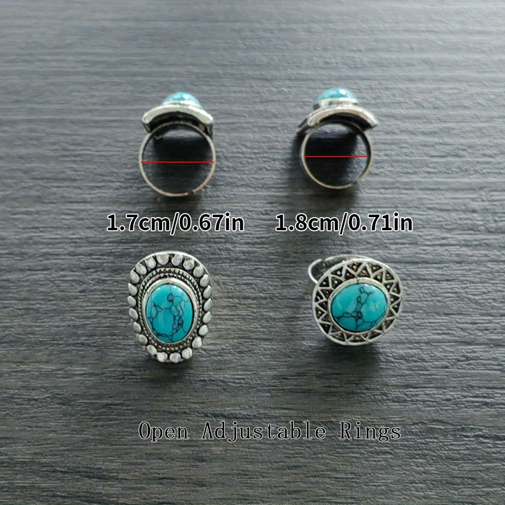 Wholesale Turquoise Jewelry Lots 30pcs Men’s Women’s Rings Natural Stone Rings