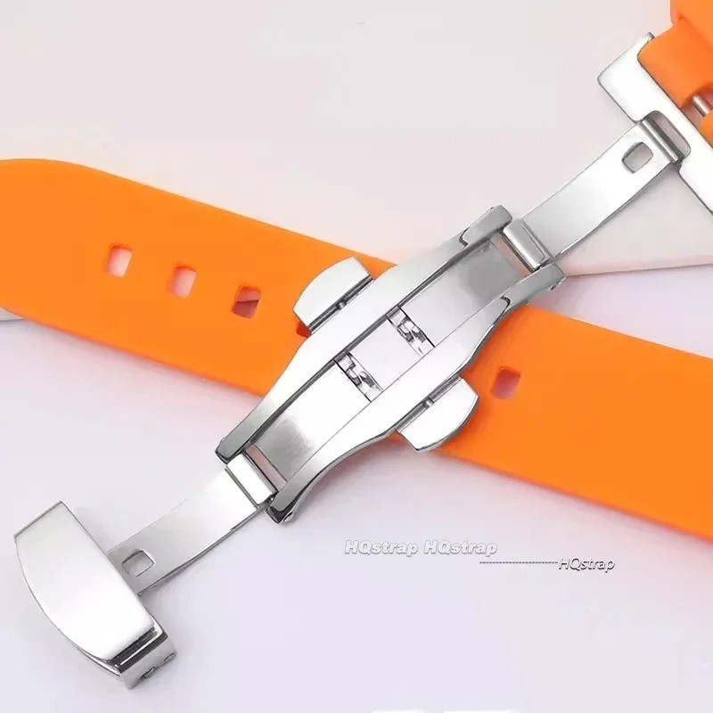 Curved End Silicone Bracelet Rubber Watch Band Strap Butterfly Clasp 18-24mm