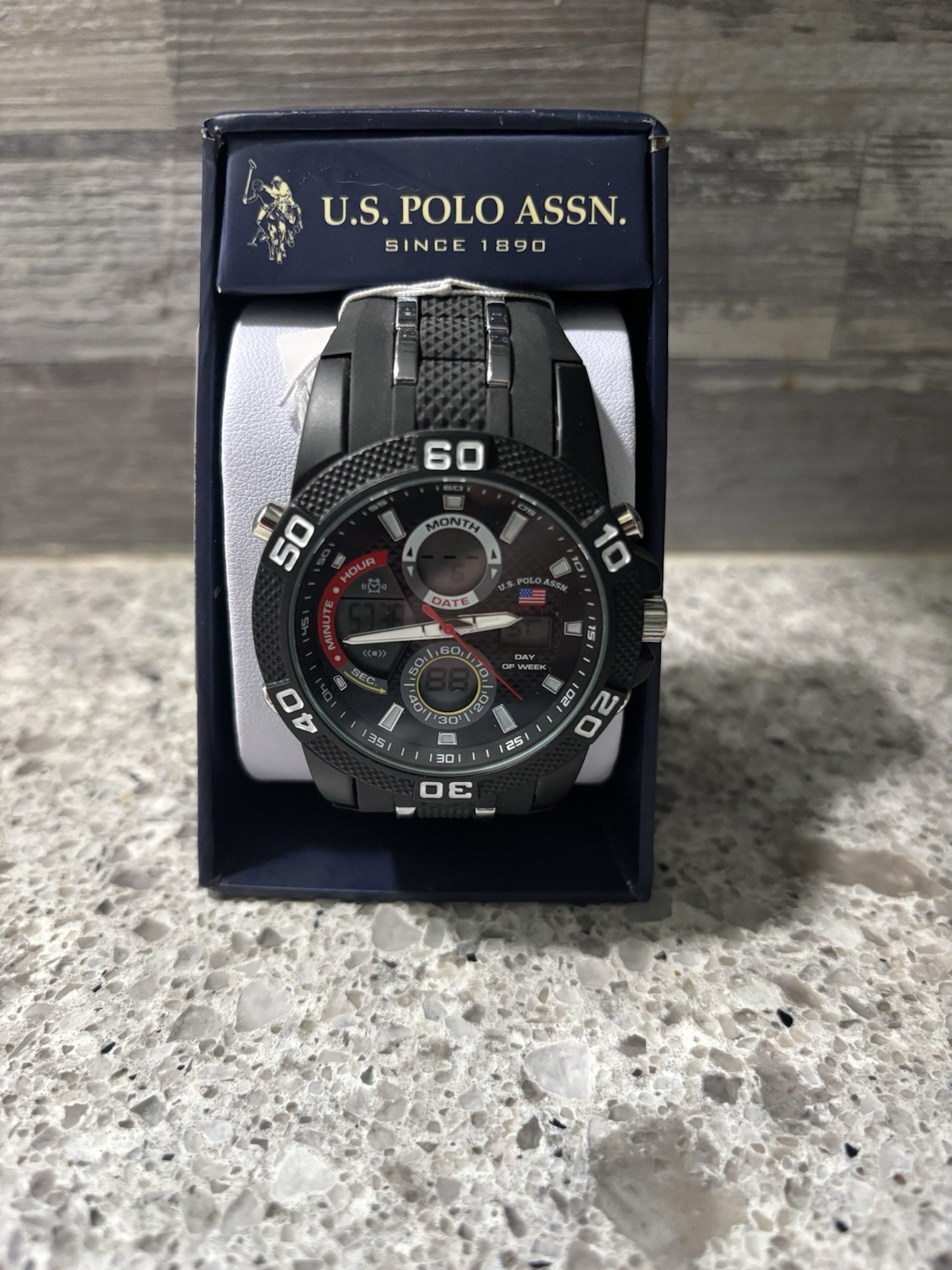 U.S. Polo Assn. Men’s Sport Watch Analog-Digital Black Rubber Strap US9724WM