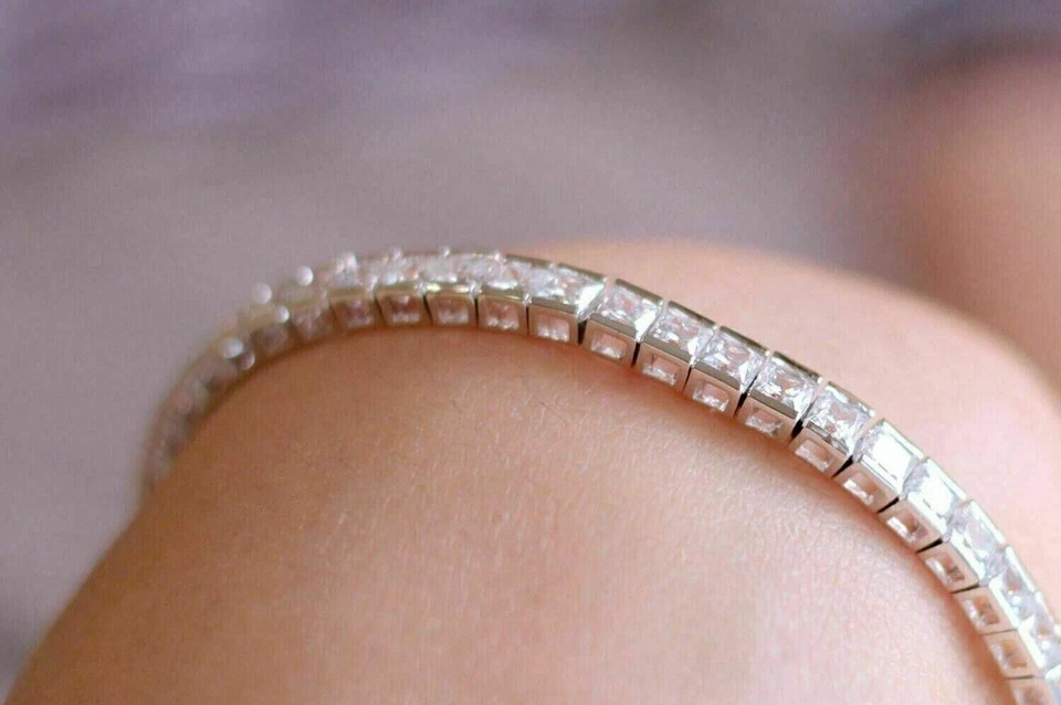 8Ct Princess Lab-Created Diamond Women’s Tennis Bracelet 14K White Gold Plated