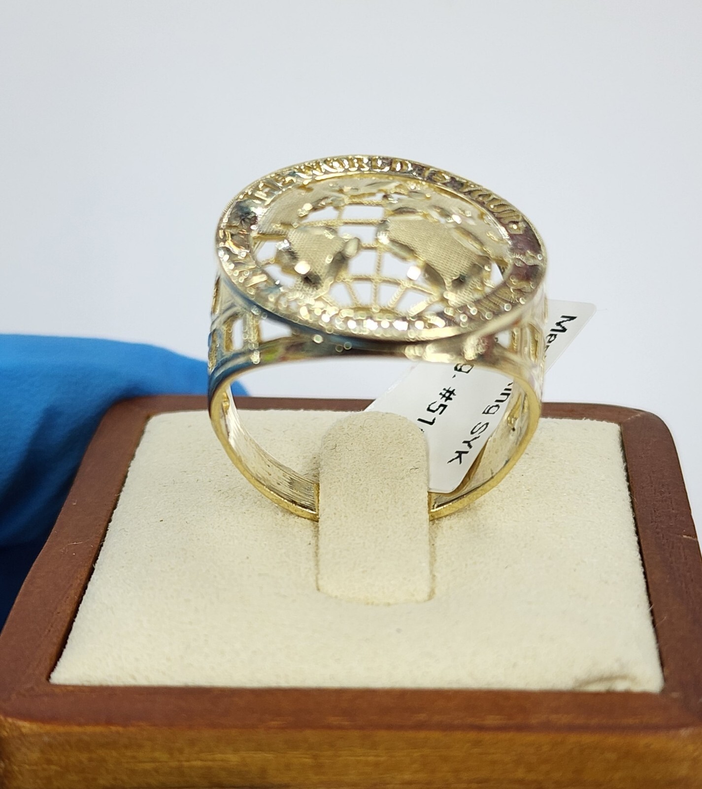 Men’s 10k Yellow Gold World Map Ring The World Is Yours Size 12 Resizeable