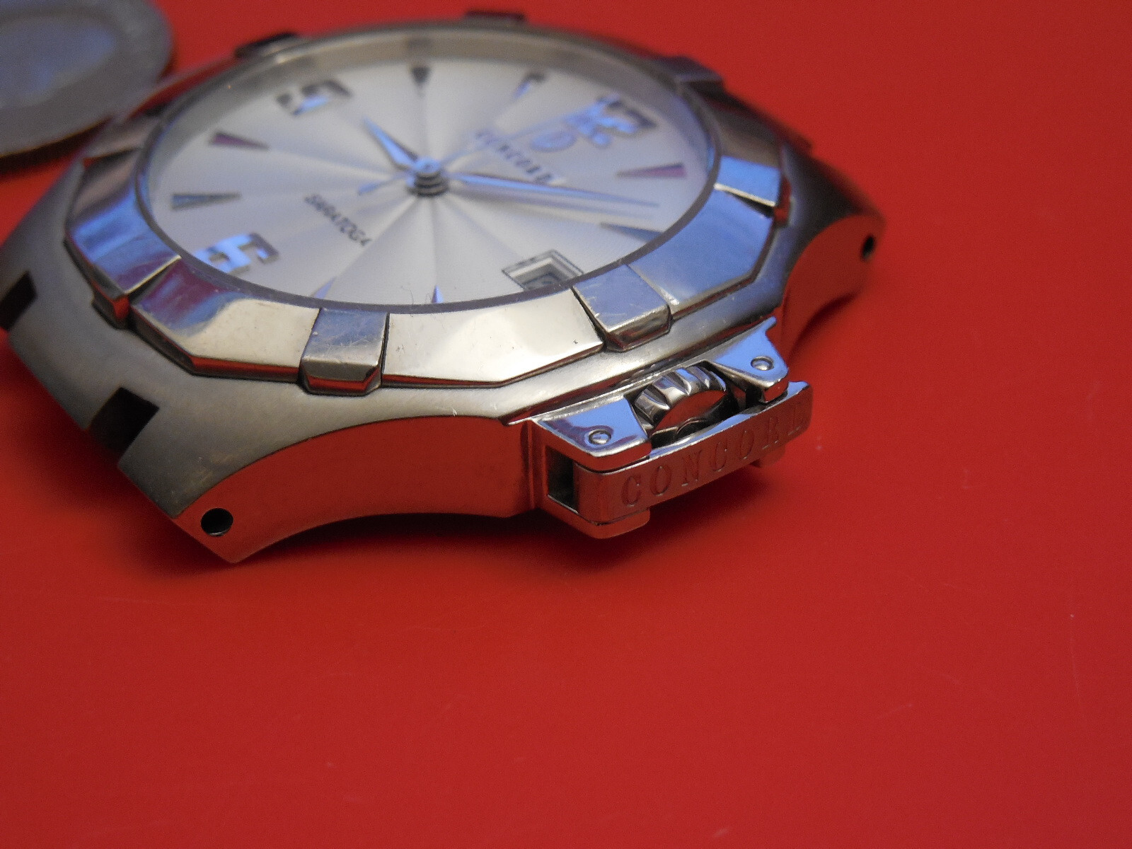 CONCORD SOLID STEEL CURRENT MODEL SARATOGA 37MM WATCH NEED STRAP