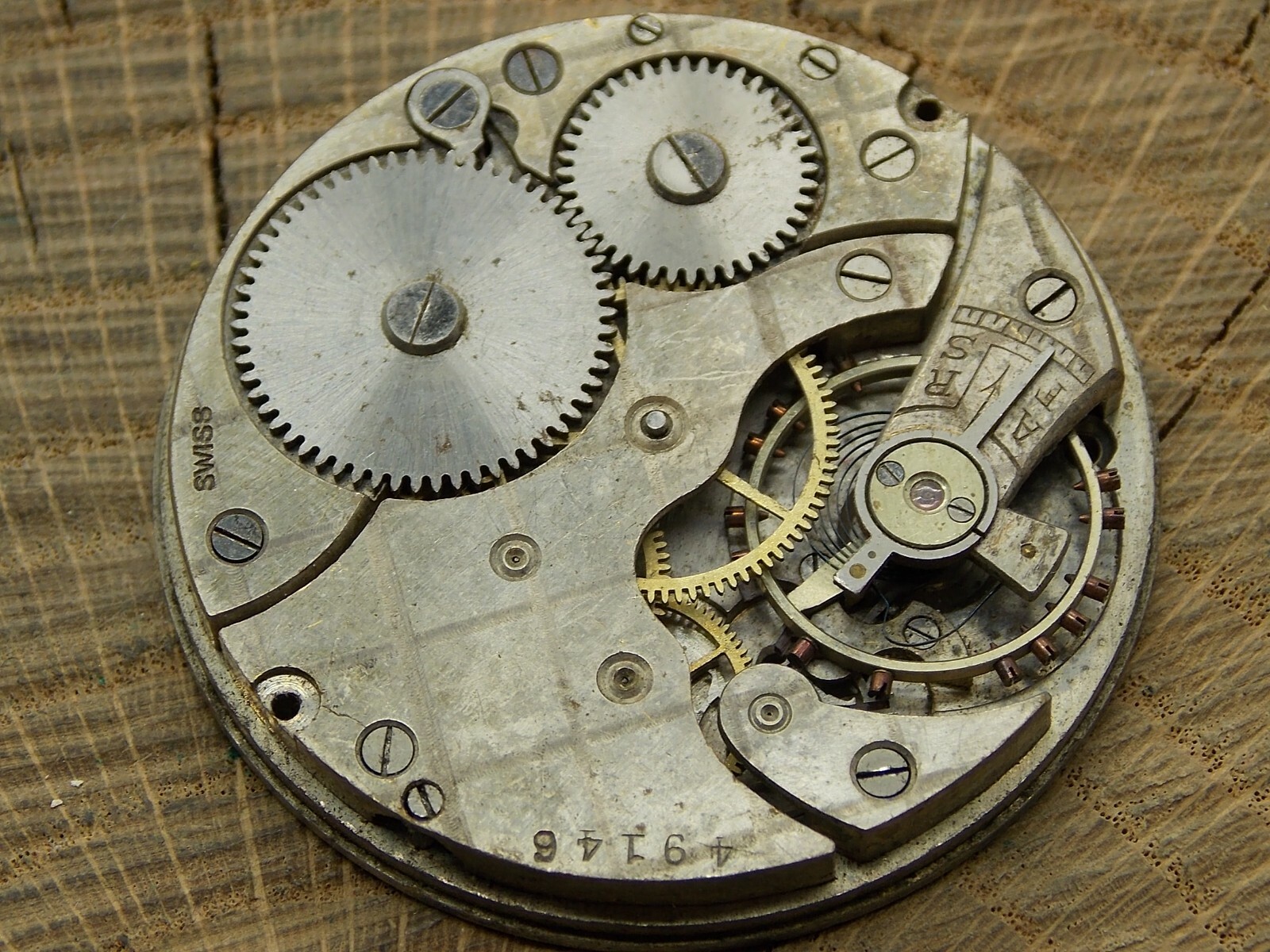 Antique Pocket Watch Movement Swiss Dial Plate Diameter 41.7mm Nickel