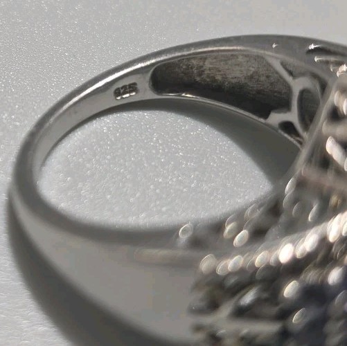 Vintage 925 Sterling Silver Statement Ring w/ Large Blue Topaz Sz 9 Cocktail
