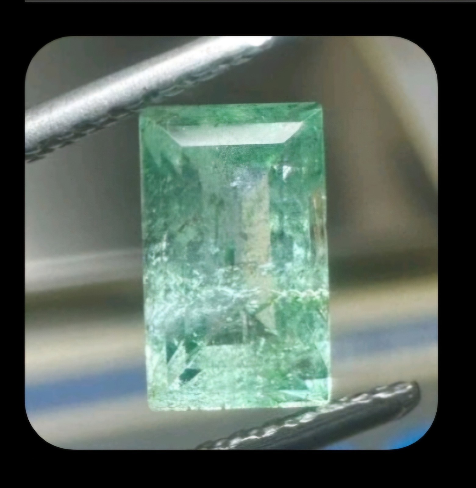 .81 Carat Natural Emerald Cut Natural Colombian Emerald Gem 6.8 X 4mm Mint green