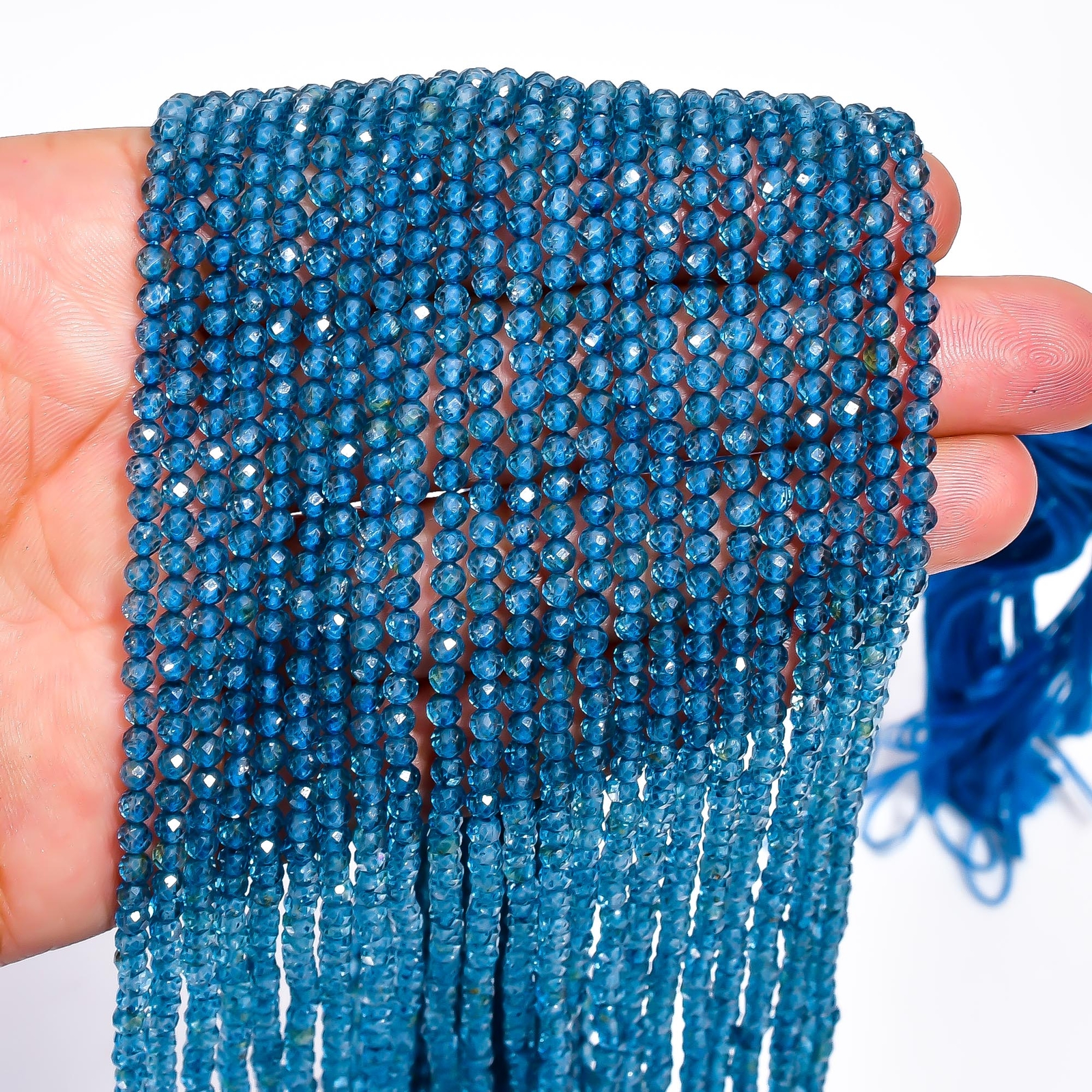 Natural London Blue Topaz Gemstone Round Faceted Beads 3X3 mm Strand 13″ EB-680