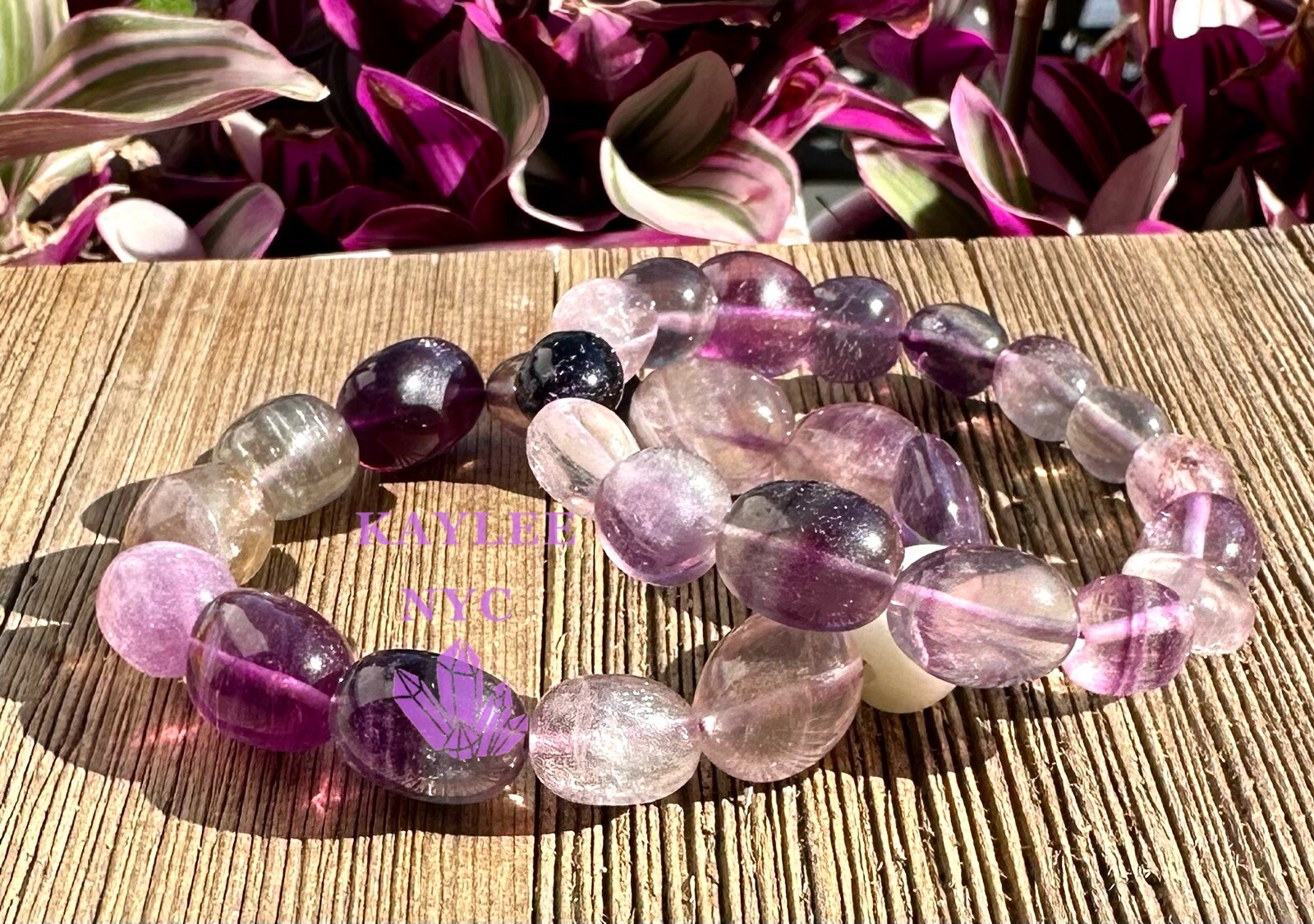 Wholesale 6 Pcs Natural Fluorite Tumble 7.5” Crystal Bracelet